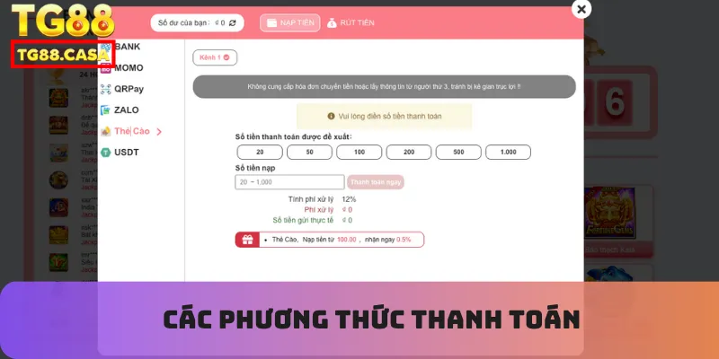 Các phương thức thanh toán